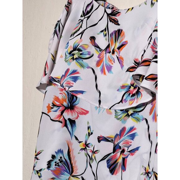 Bar III Small Printed Ribbon-Strap Off-The-Shoulder Top Multi Color Ruffle - Picture 9 of 11